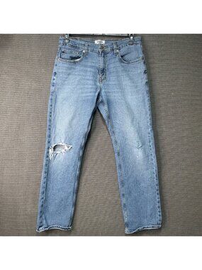 Denizen From Levis 285 Relaxed Fit Mens Size 32x32 Light Wash Distressed Jeans